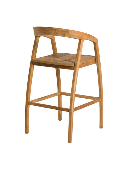 Grenada Reclaimed Teak Wood Open Back Barstool With Arms