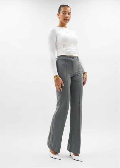 Straight leg pants met pressfold light washed grey (tall)