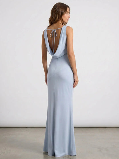 Women's Luxurious Satin Maxi Dress | Elegant Cowl Neck Formal Gown