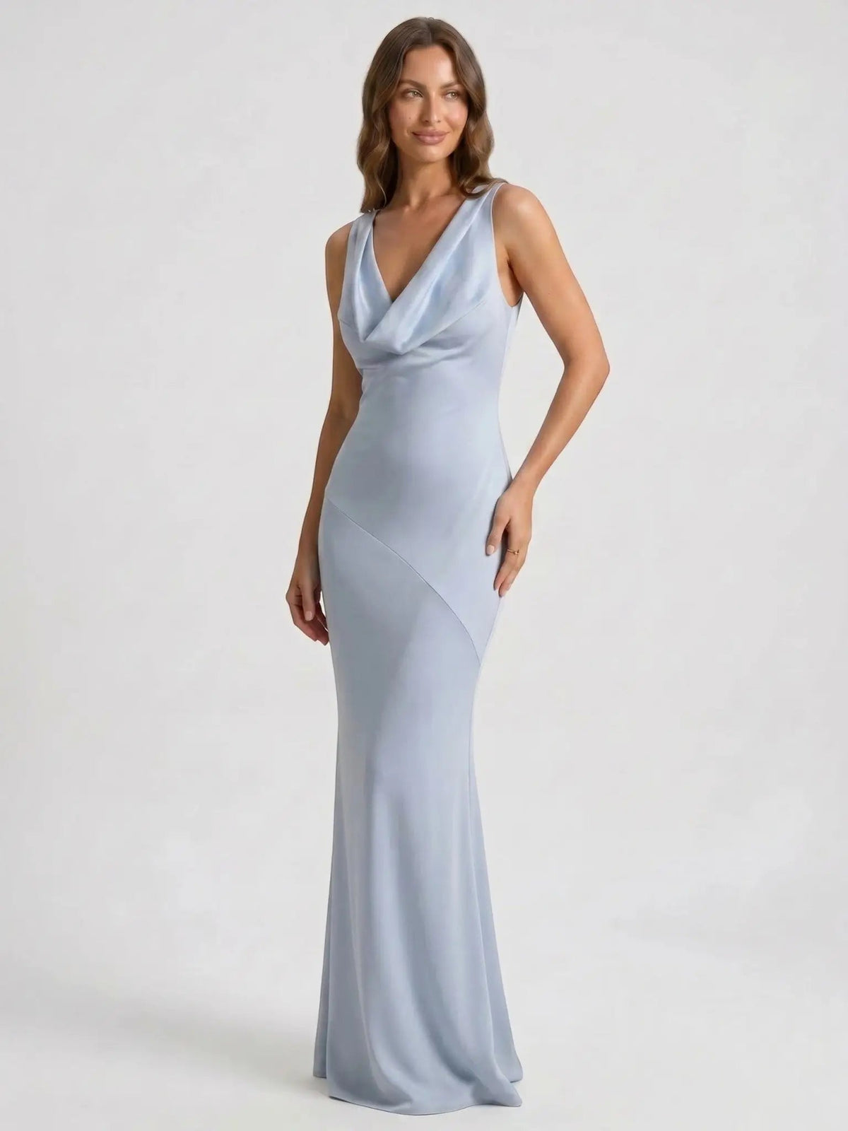 Women's Luxurious Satin Maxi Dress | Elegant Cowl Neck Formal Gown