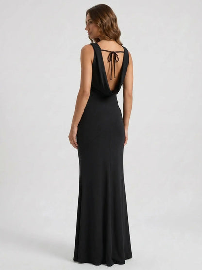 Women's Luxurious Satin Maxi Dress | Elegant Cowl Neck Formal Gown
