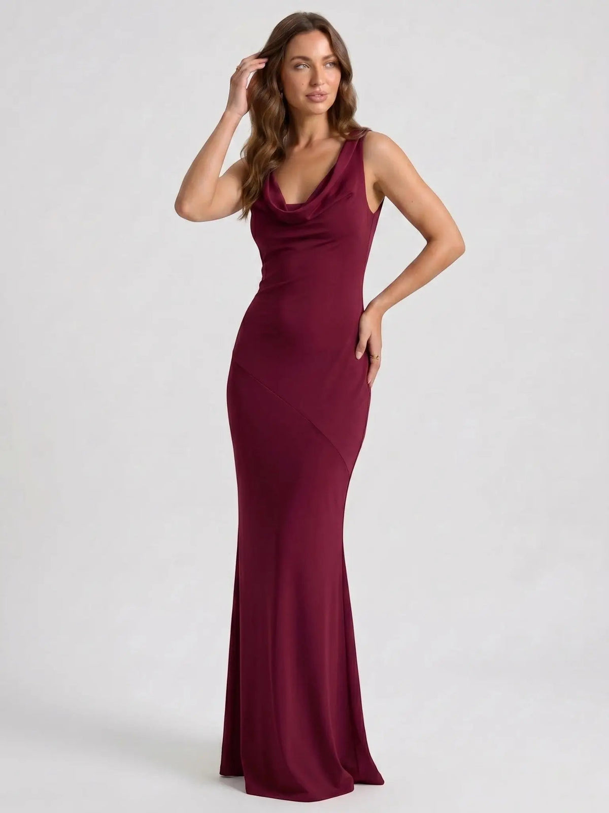 Women's Luxurious Satin Maxi Dress | Elegant Cowl Neck Formal Gown