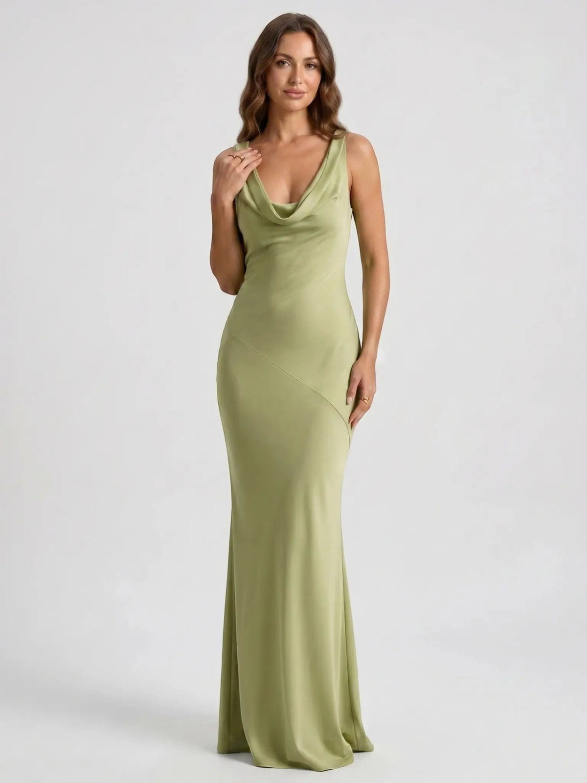 Women's Luxurious Satin Maxi Dress | Elegant Cowl Neck Formal Gown