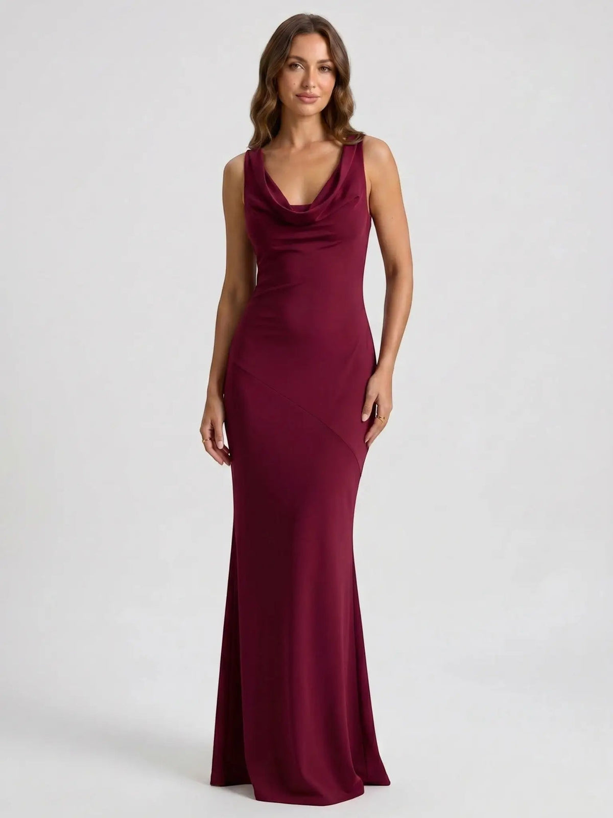 Women's Luxurious Satin Maxi Dress | Elegant Cowl Neck Formal Gown