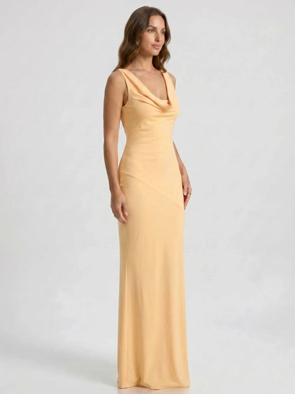 Women's Luxurious Satin Maxi Dress | Elegant Cowl Neck Formal Gown