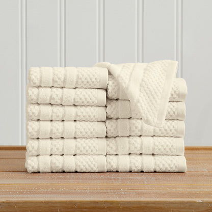100% Cotton Checkered Jacquard Bath Towel Set - Giuliana Collection