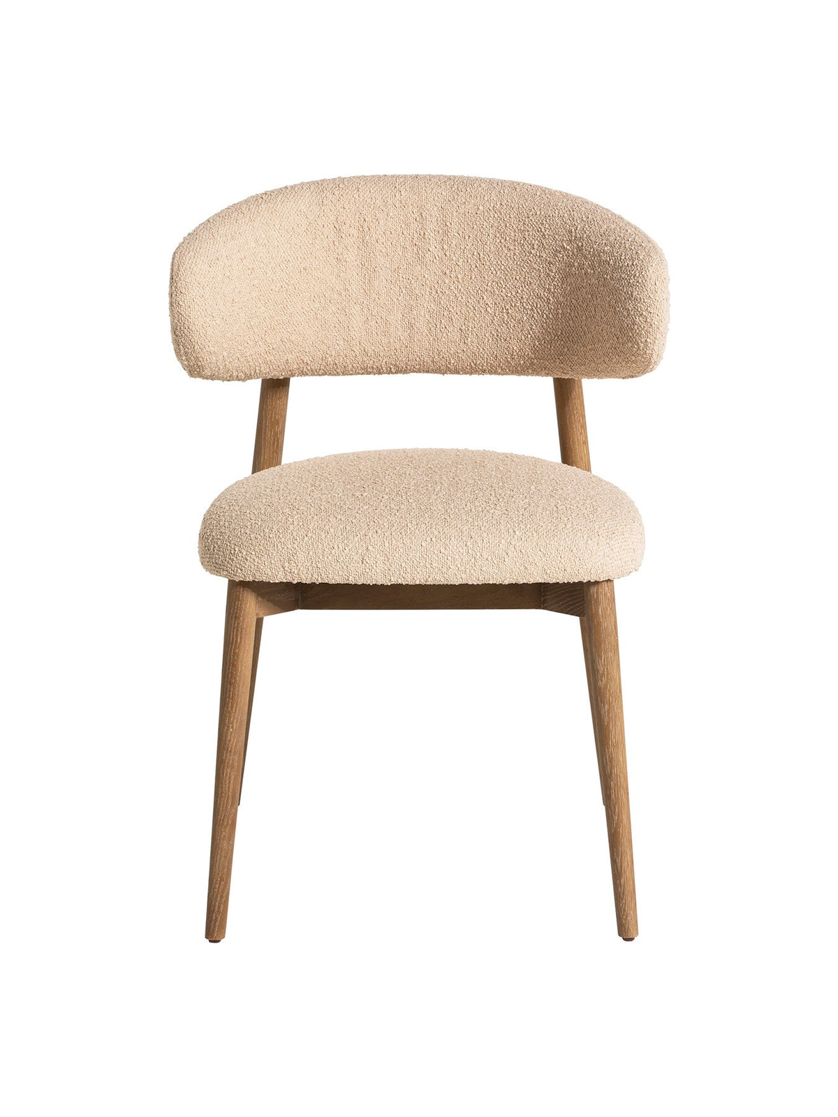 Lexa Neutral Boucle Open Back Curved Dining Chair