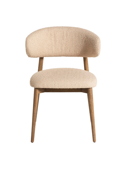 Lexa Neutral Boucle Open Back Curved Dining Chair