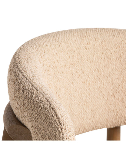 Lexa Neutral Boucle Open Back Curved Dining Chair
