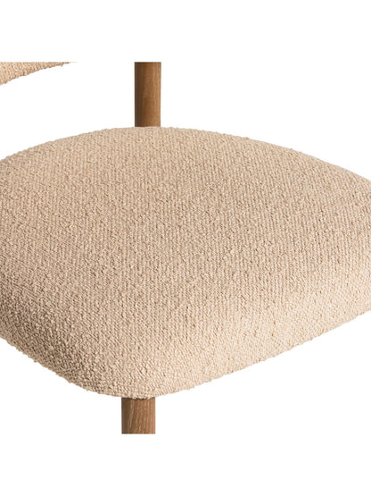 Lexa Neutral Boucle Open Back Curved Dining Chair
