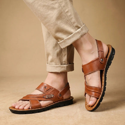 Men's Adjustable Leather Sandals | Breathable Supportive Summer Footwear | Ergonomic Comfortable Design