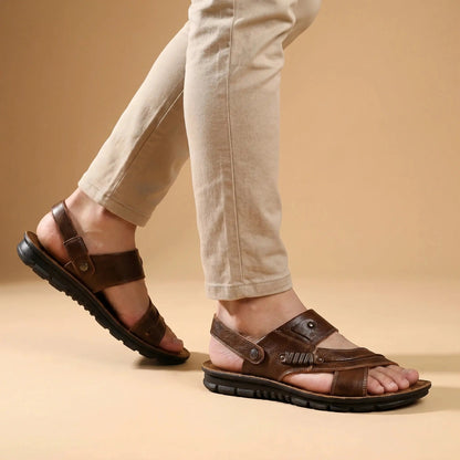 Men's Adjustable Leather Sandals | Breathable Supportive Summer Footwear | Ergonomic Comfortable Design