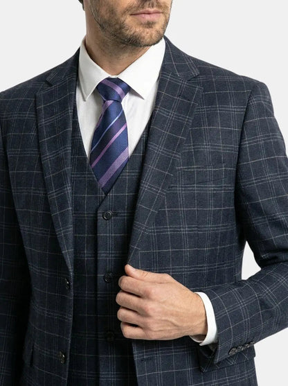 Men's Lightweight Checkered Three-Piece Suit | Elegant Slim-Fit Wedding Attire
