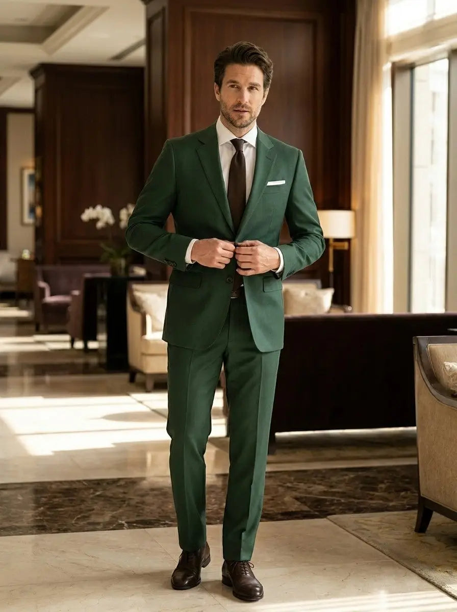 Men's Lightweight Fabric Suit | Classic Slim Fit All-Season Attire