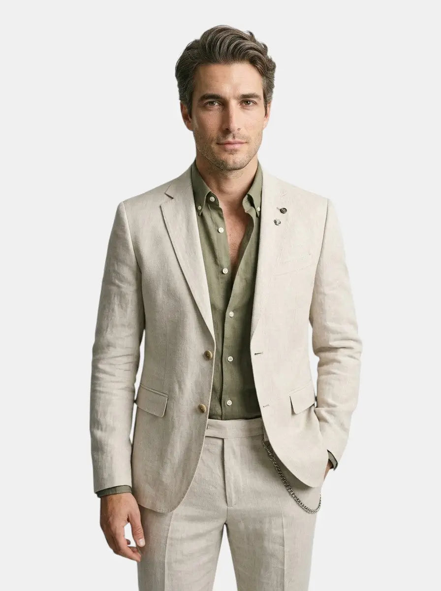 Men's Lightweight Fabric Summer Suit | Slim-Fit Breathable Formal Attire