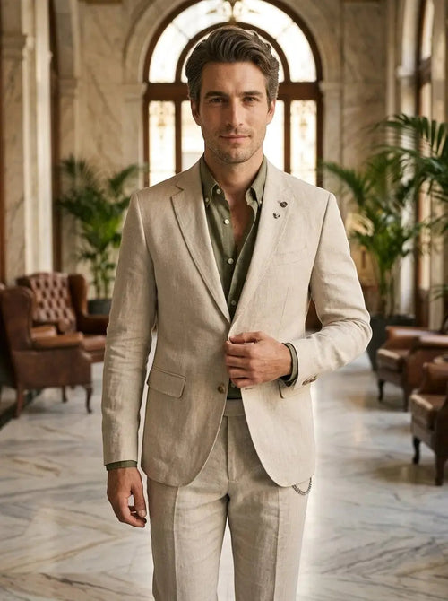 Men's Lightweight Fabric Summer Suit | Slim-Fit Breathable Formal Attire