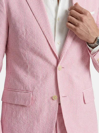 Men's Lightweight Pinstripe Summer Suit | Stylish Slim Fit Two-Piece Outfit
