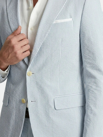 Men's Lightweight Pinstripe Summer Suit | Stylish Slim Fit Two-Piece Outfit