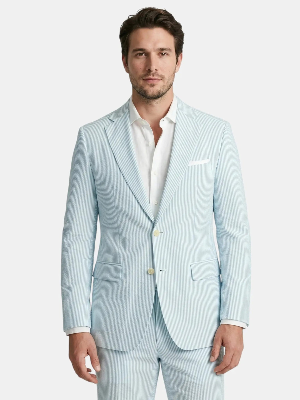 Men's Lightweight Pinstripe Summer Suit | Stylish Slim Fit Two-Piece Outfit