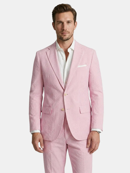 Men's Lightweight Pinstripe Summer Suit | Stylish Slim Fit Two-Piece Outfit