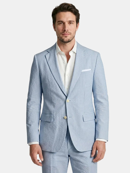 Men's Lightweight Pinstripe Summer Suit | Stylish Slim Fit Two-Piece Outfit