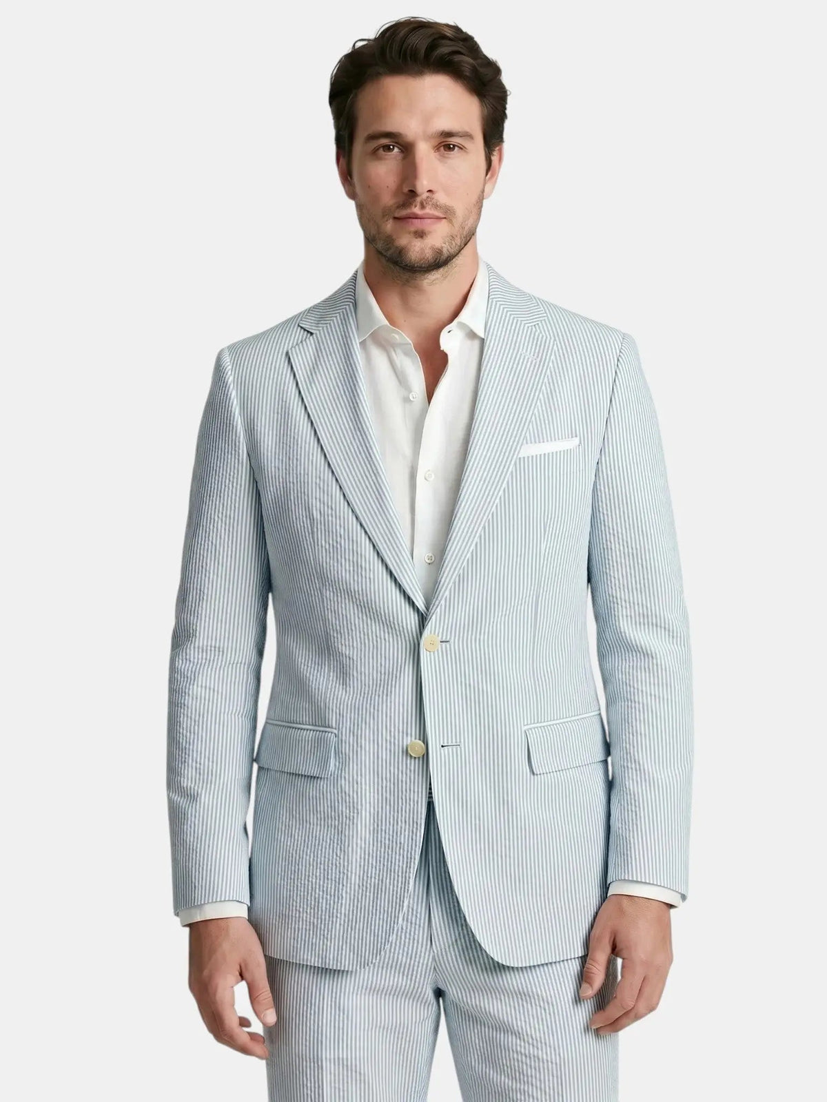 Men's Lightweight Pinstripe Summer Suit | Stylish Slim Fit Two-Piece Outfit