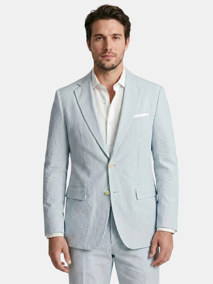 Men's Lightweight Pinstripe Summer Suit | Stylish Slim Fit Two-Piece Outfit