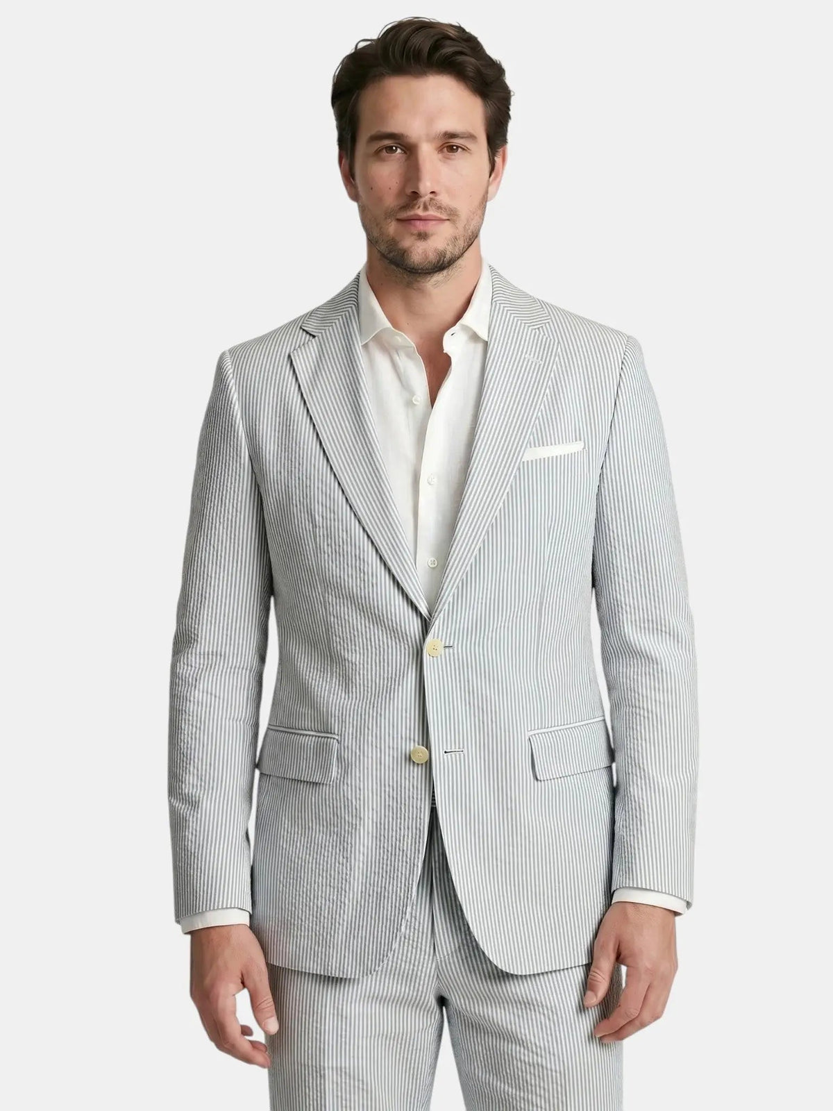 Men's Lightweight Pinstripe Summer Suit | Stylish Slim Fit Two-Piece Outfit