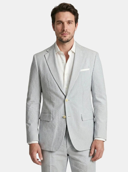 Men's Lightweight Pinstripe Summer Suit | Stylish Slim Fit Two-Piece Outfit