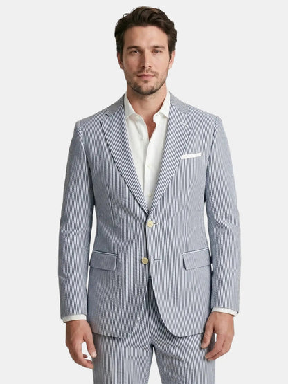 Men's Lightweight Pinstripe Summer Suit | Stylish Slim Fit Two-Piece Outfit