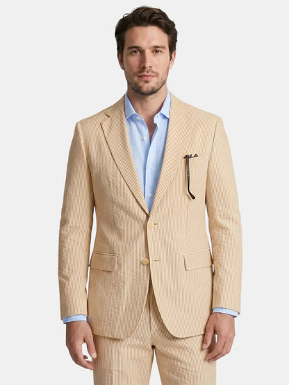 Men's Lightweight Pinstripe Summer Suit | Stylish Slim Fit Two-Piece Outfit