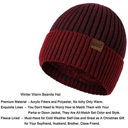 Men's Scarf and Beanie Hat Themal Gloves Set