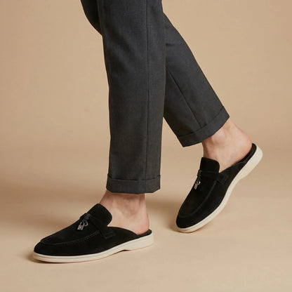 Men's Suede Mule Loafers | Stylish Open-Back Slip-On Shoes
