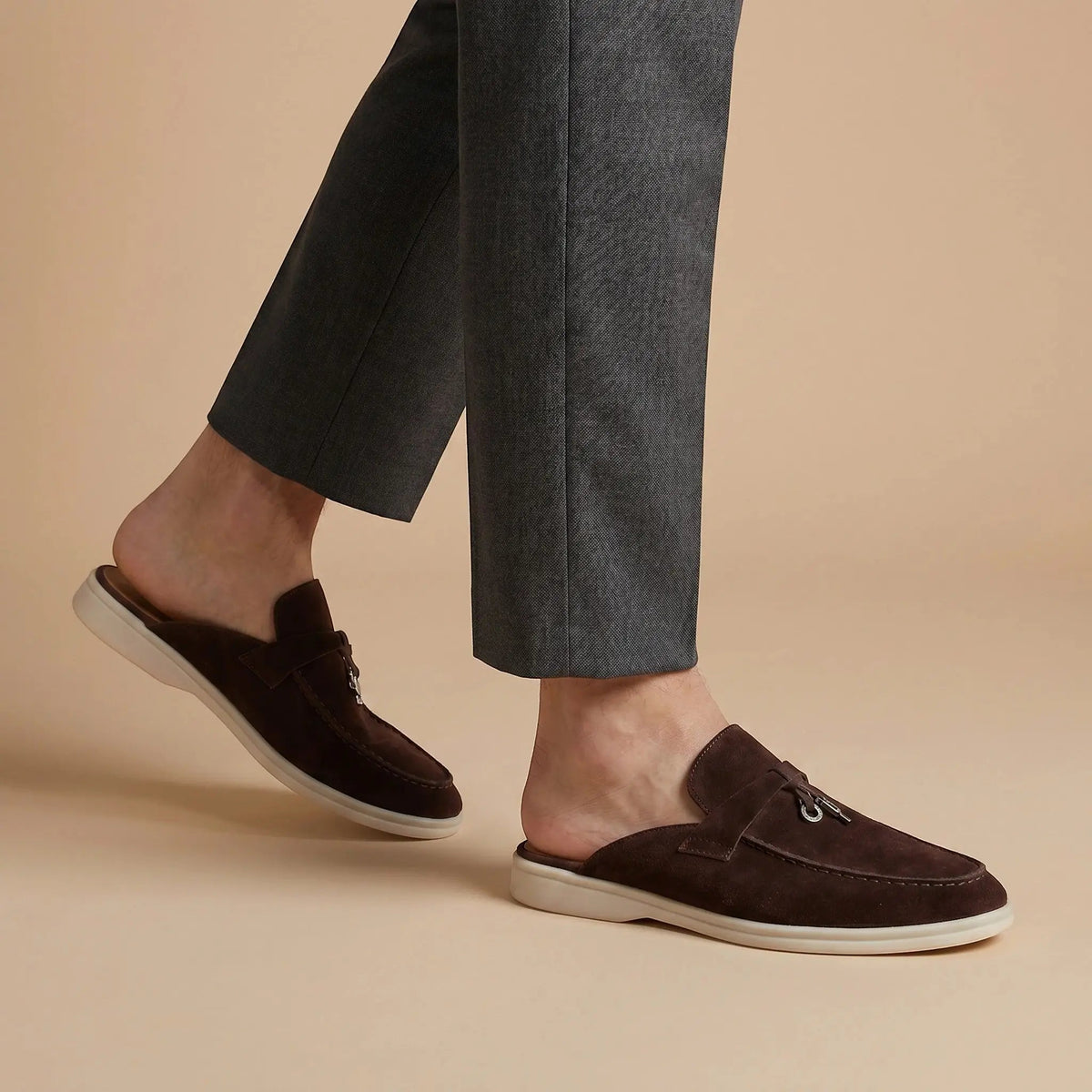 Men's Suede Mule Loafers | Stylish Open-Back Slip-On Shoes