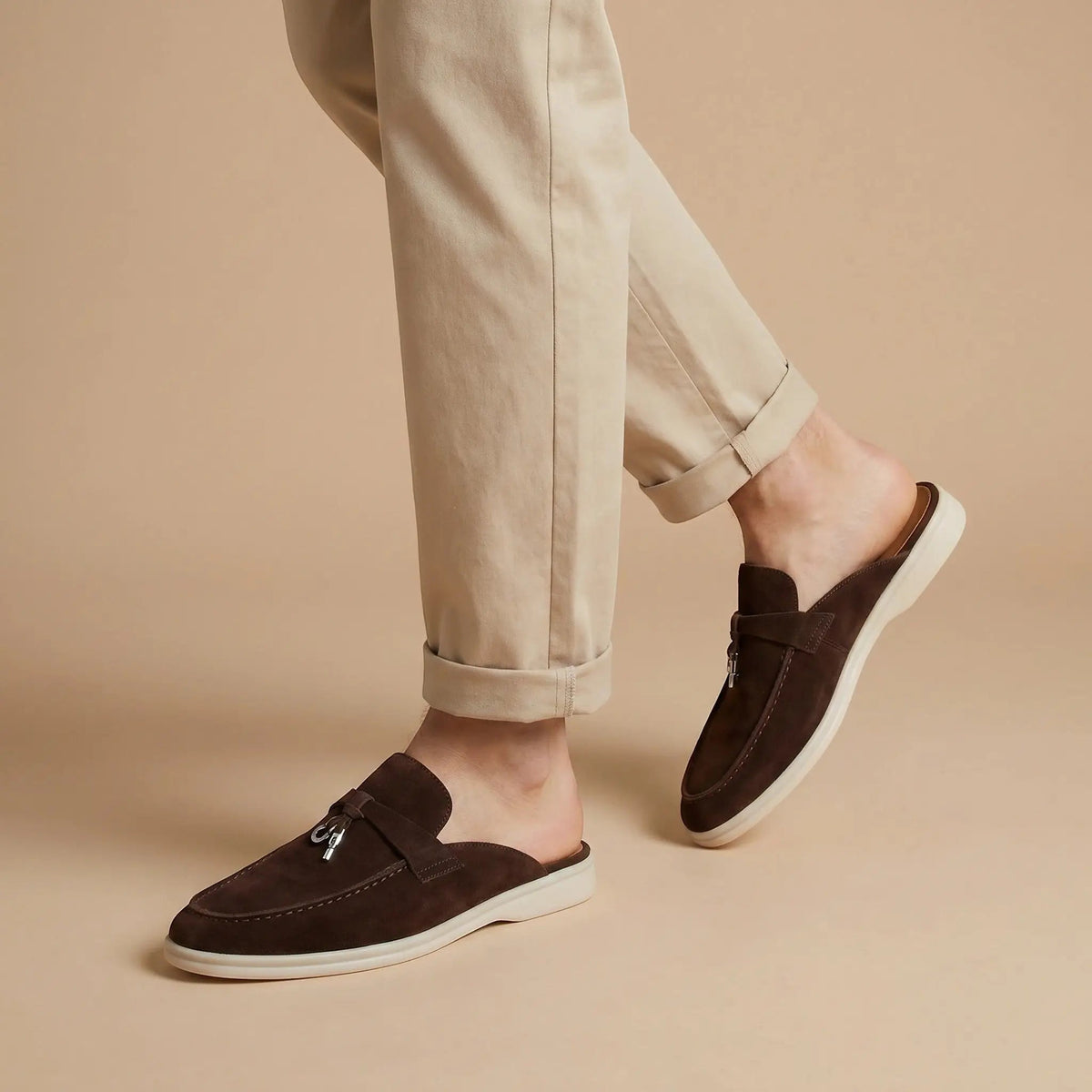 Men's Suede Mule Loafers | Stylish Open-Back Slip-On Shoes