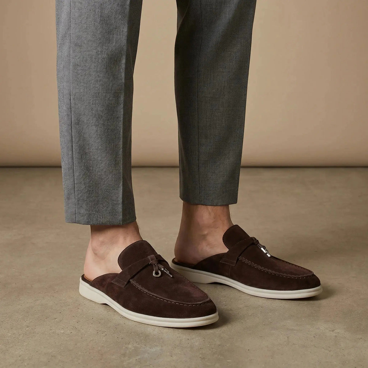 Men's Suede Mule Loafers | Stylish Open-Back Slip-On Shoes