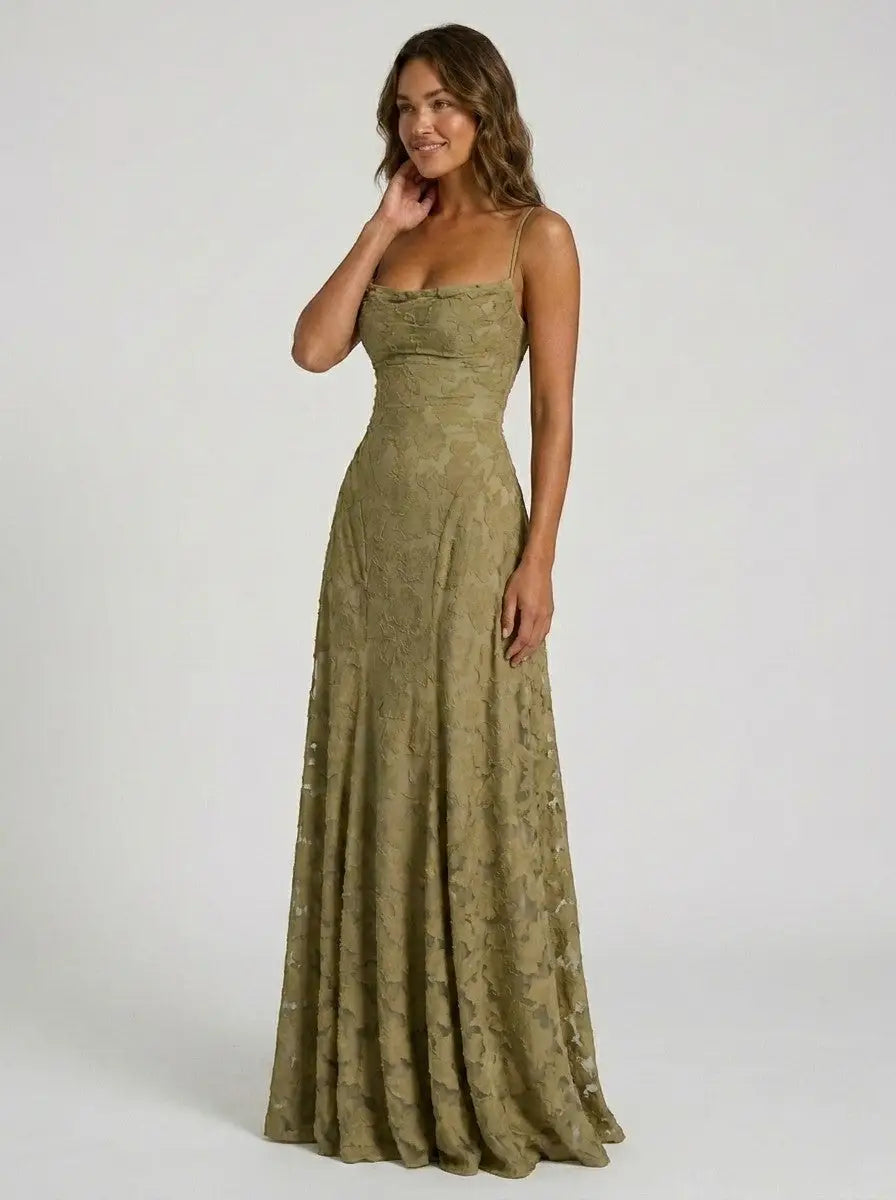 Women's Floral Brocade Maxi Dress | Elegant Structured Formal Evening Gown