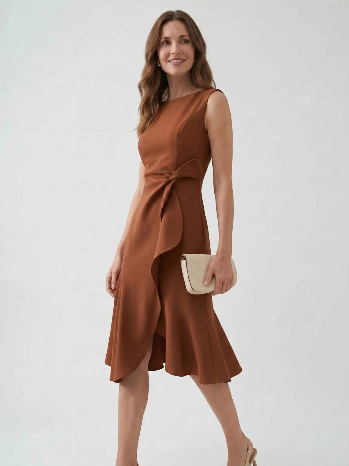 Women's Elegant Wrap Front Midi Dress | Timeless Fit And Flare Style