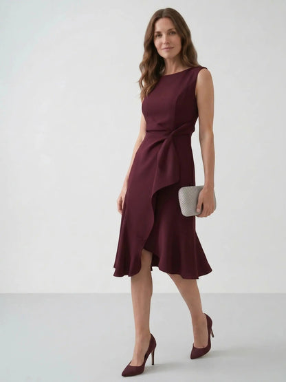 Women's Elegant Wrap Front Midi Dress | Timeless Fit And Flare Style