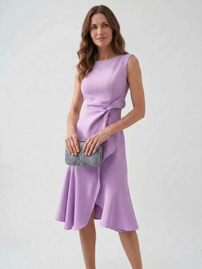 Women's Elegant Wrap Front Midi Dress | Timeless Fit And Flare Style