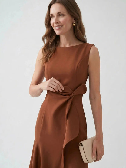 Women's Elegant Wrap Front Midi Dress | Timeless Fit And Flare Style