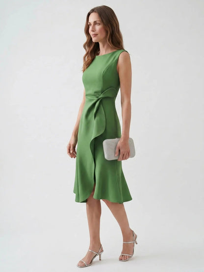 Women's Elegant Wrap Front Midi Dress | Timeless Fit And Flare Style