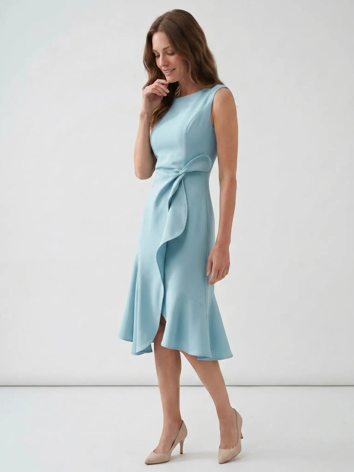 Women's Elegant Wrap Front Midi Dress | Timeless Fit And Flare Style