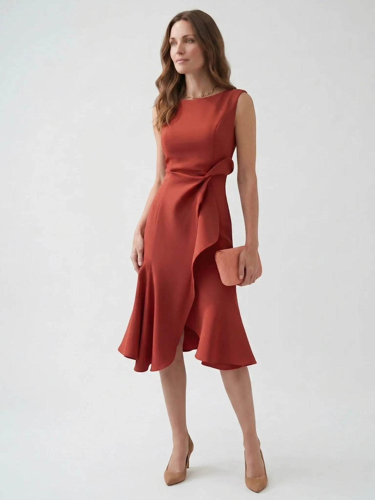 Women's Elegant Wrap Front Midi Dress | Timeless Fit And Flare Style