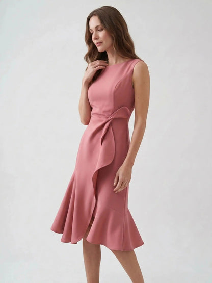 Women's Elegant Wrap Front Midi Dress | Timeless Fit And Flare Style