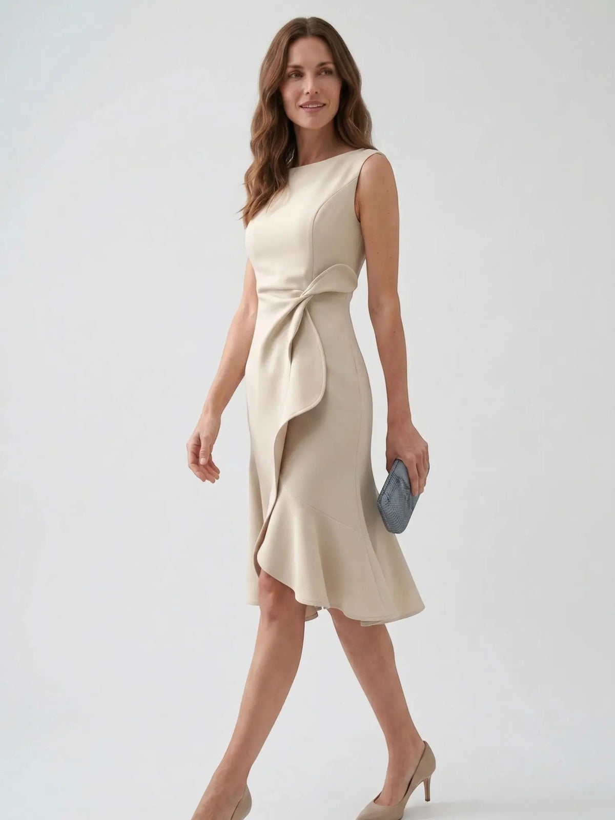 Women's Elegant Wrap Front Midi Dress | Timeless Fit And Flare Style