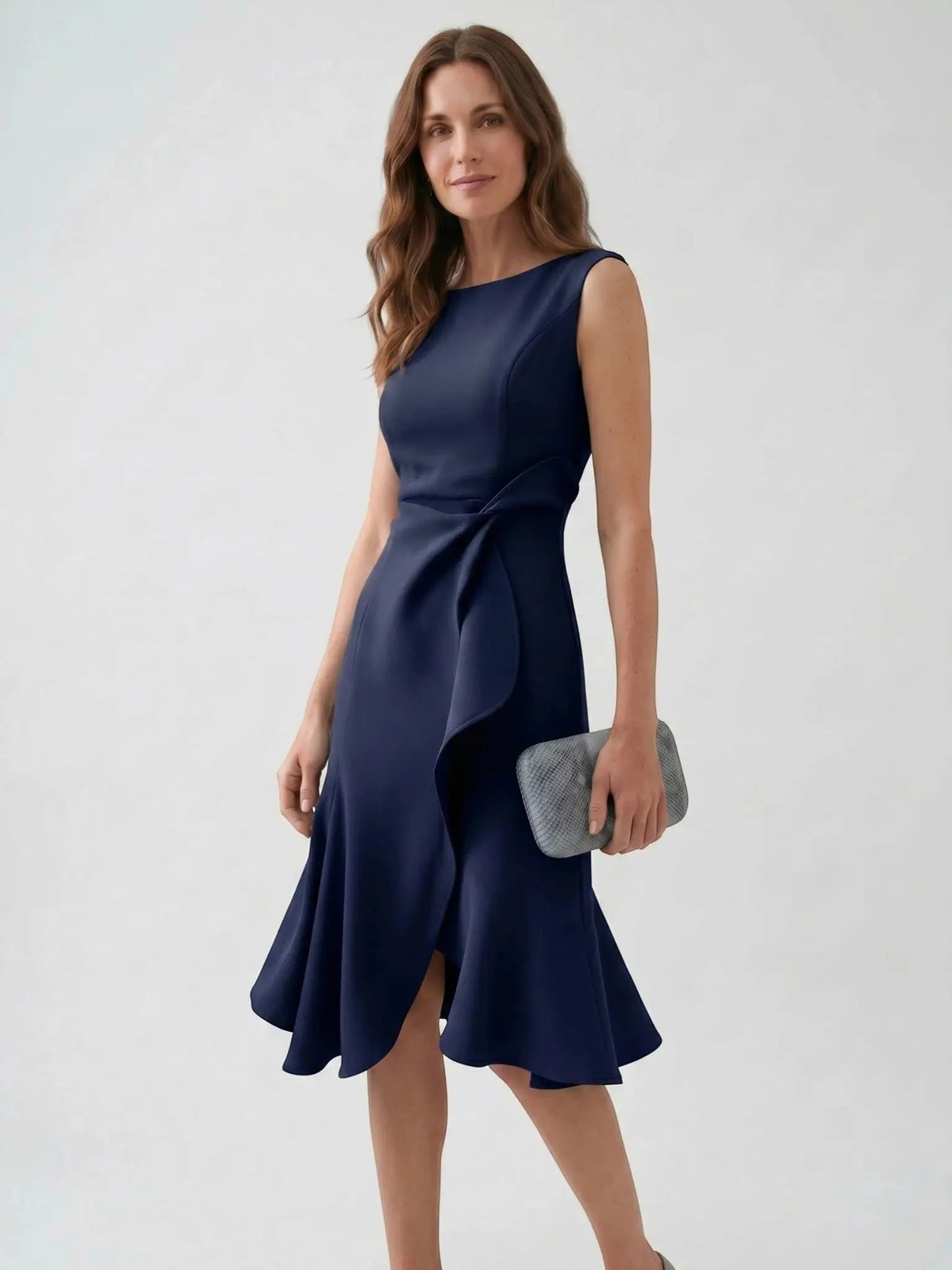 Women's Elegant Wrap Front Midi Dress | Timeless Fit And Flare Style