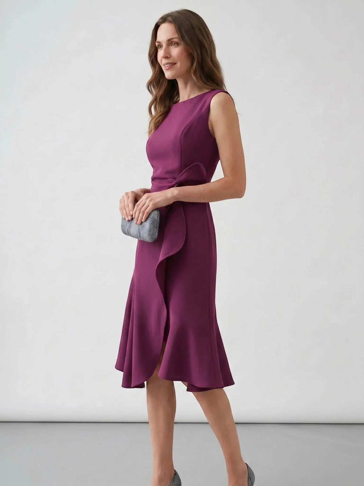 Women's Elegant Wrap Front Midi Dress | Timeless Fit And Flare Style