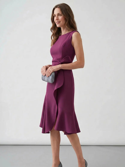 Women's Elegant Wrap Front Midi Dress | Timeless Fit And Flare Style