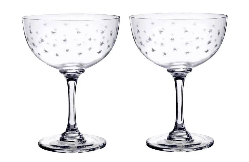 Crystal Champagne Saucers Stars Set of 2